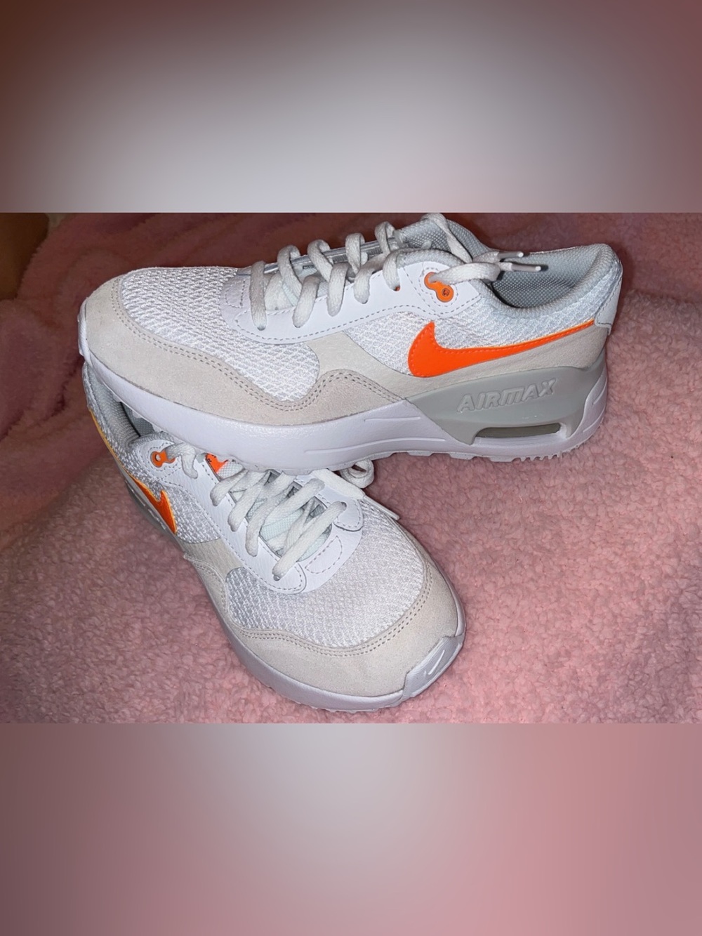 Nike White and Orange Air Max Sneakers
